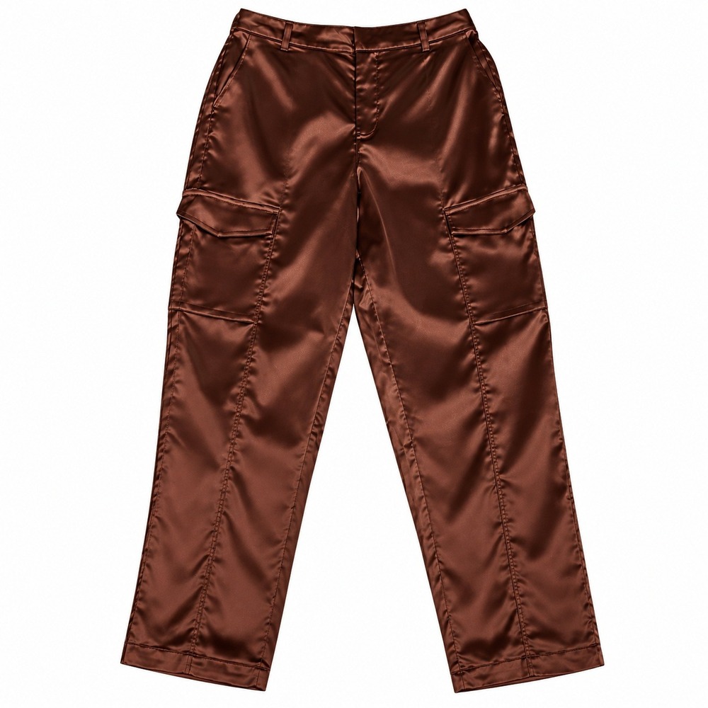 House of Harlow 1960 Brown Satin Cargo Pants Women 4